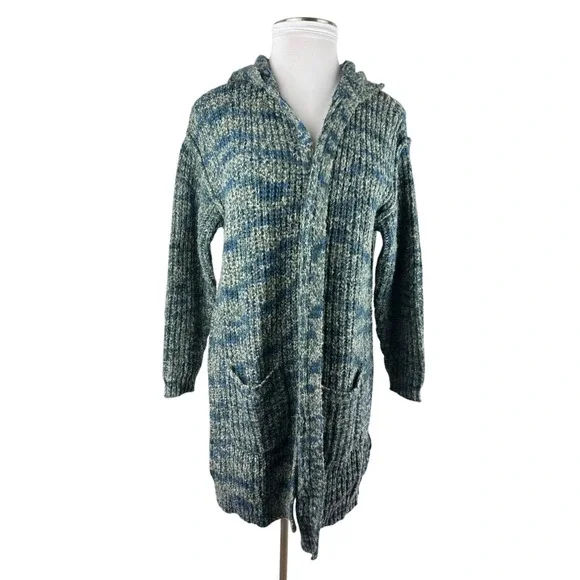 *Flawed Sundance Long Cardigan Sweater Space Dye Duster Hooded Wool Blend Small - Picture 2 of 16